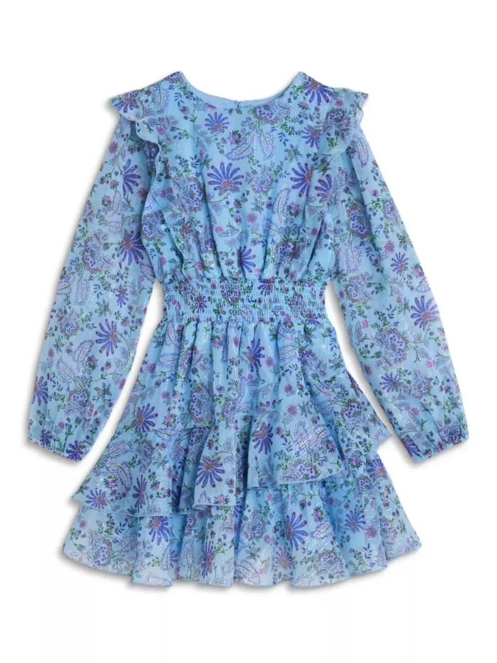 AQUA Girls' Lovely Long Sleeved Ruffled Mini Dress, Little Kid, Big Kid NWT